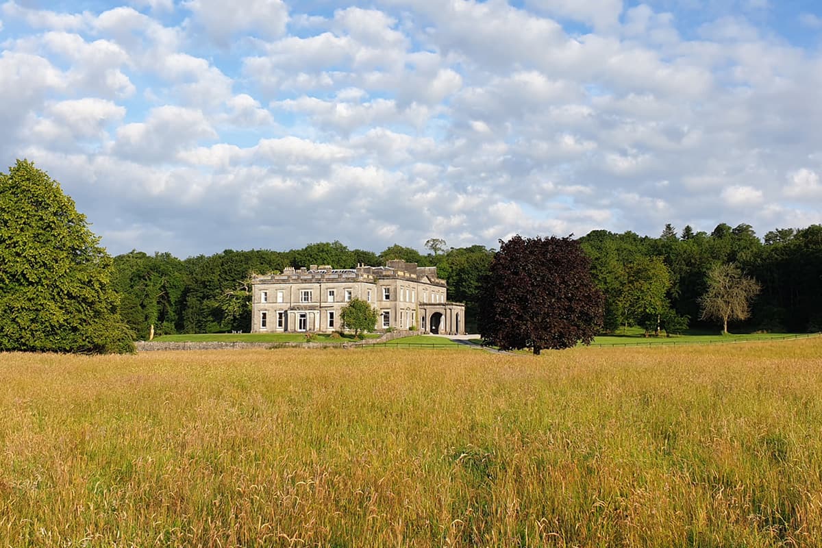 Temple House seen through tall grass