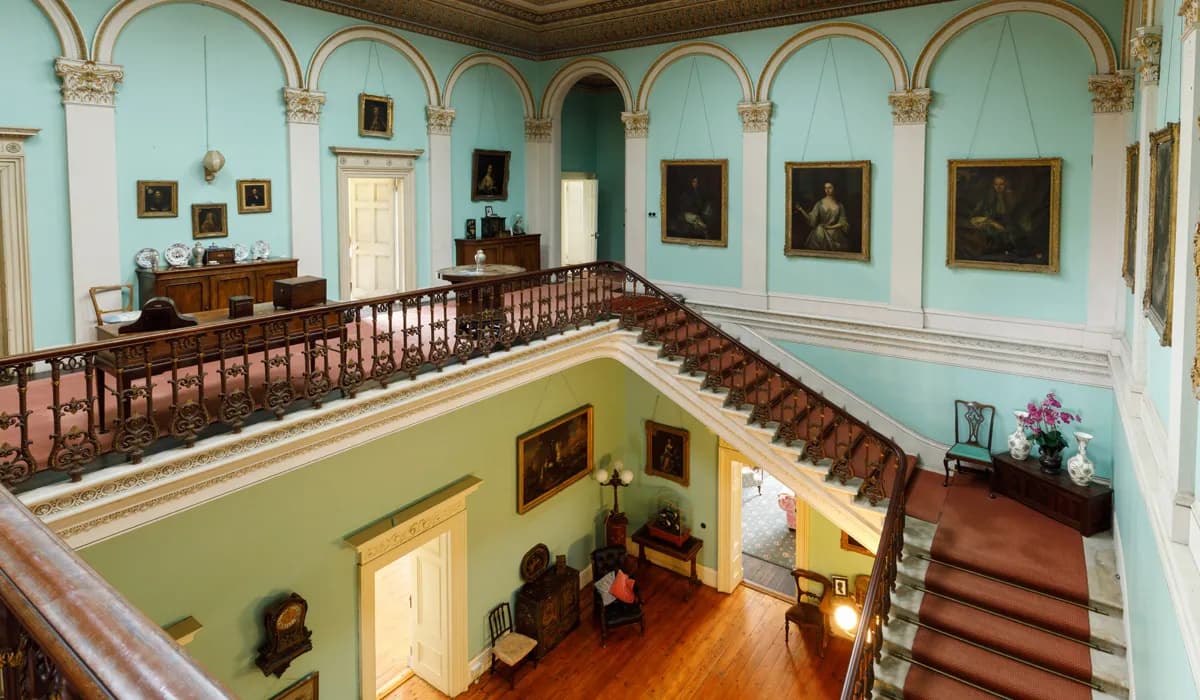 The staircase hall at Temple House