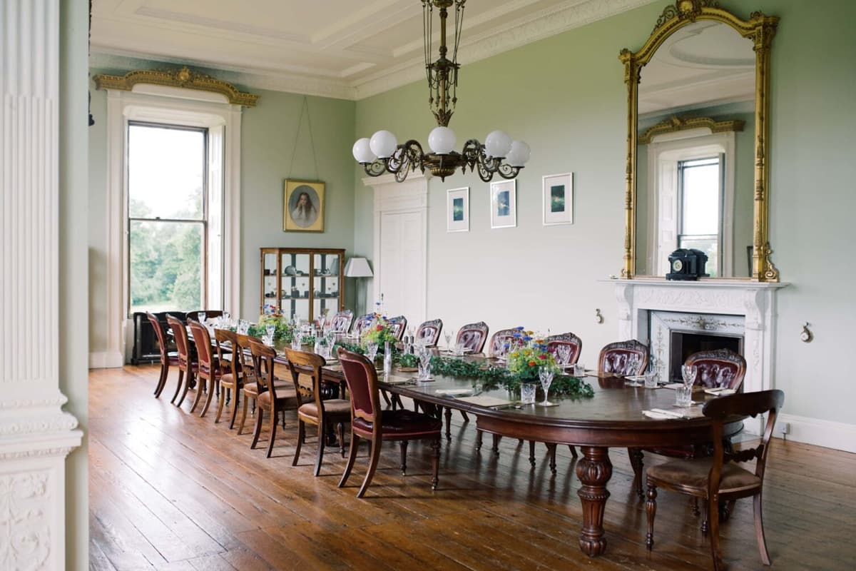 Dinner table for a wedding elopement at Temple House