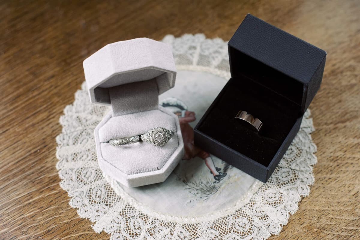 Wedding rings at a Temple House elopement
