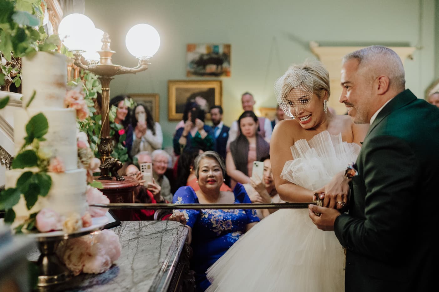 Wedding cutting cake at Temple House