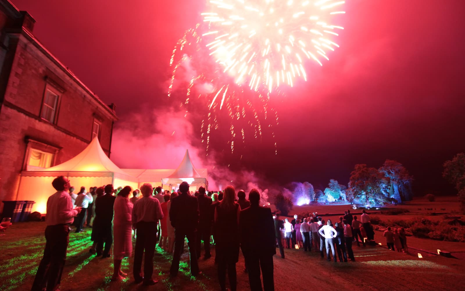 Fireworks at a wedding reception at Temple House in Sligo
