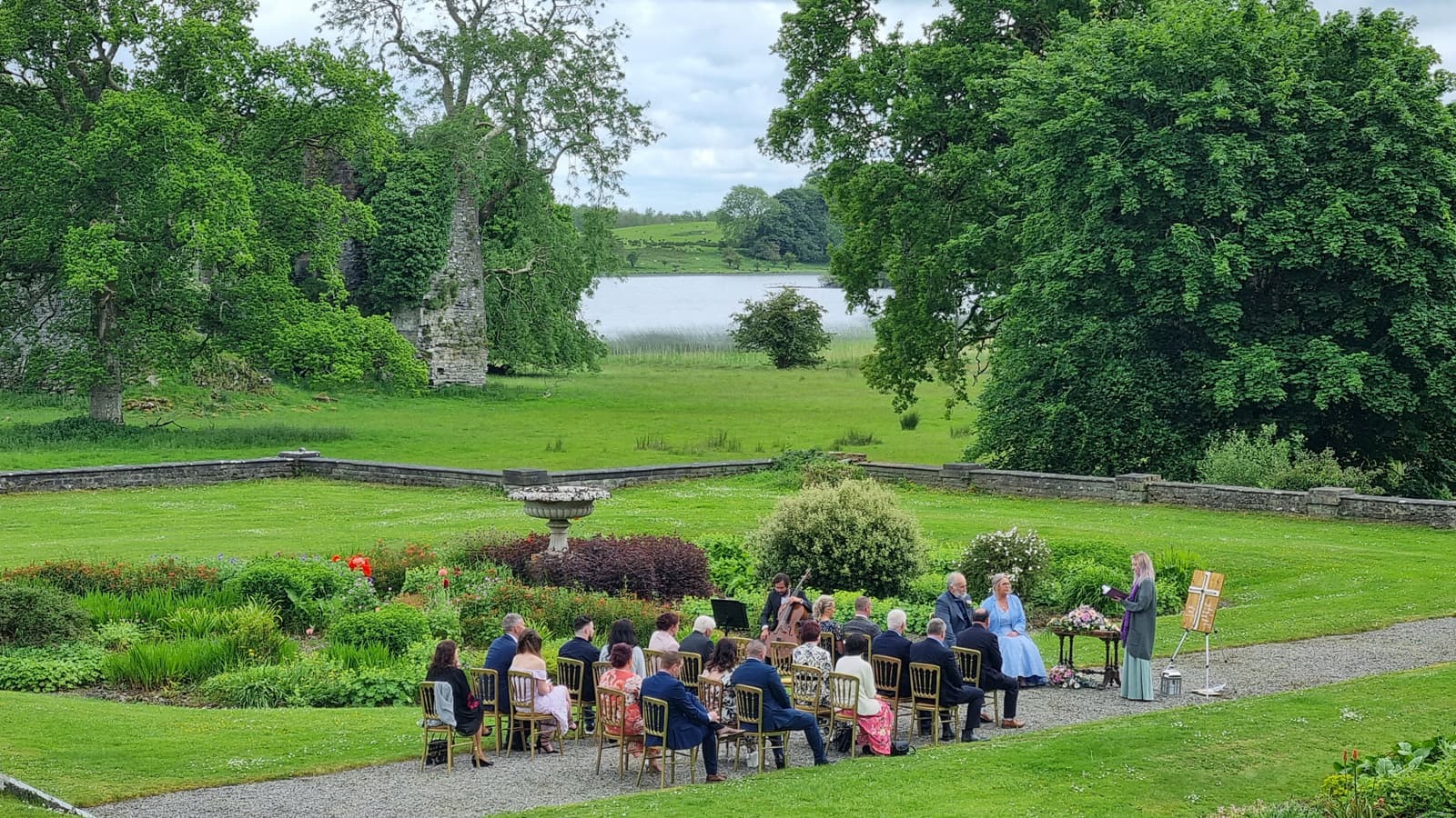 Wedding garden ceremony at Temple House